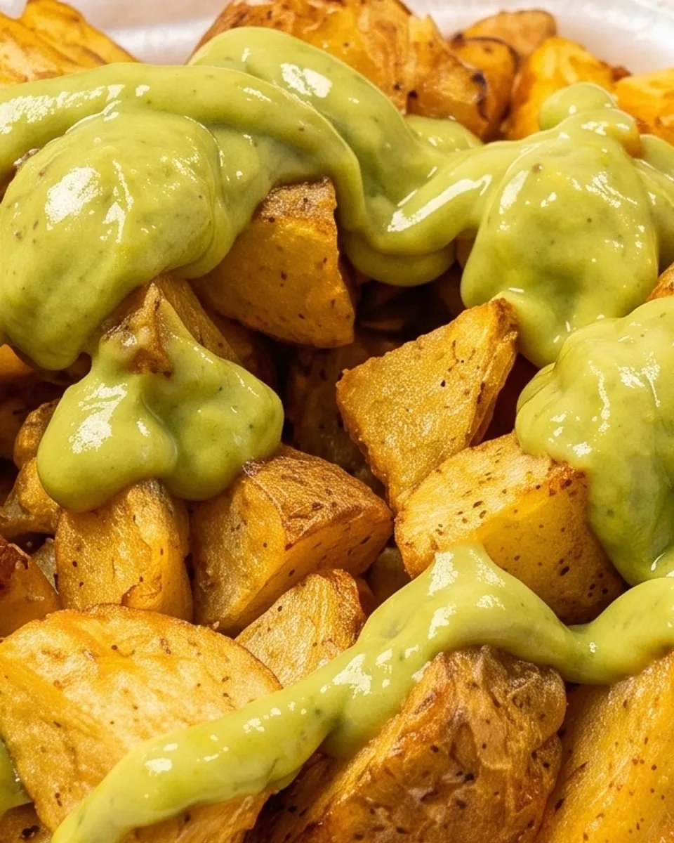 Primer plano de papa criolla dorada con guacamole especial
